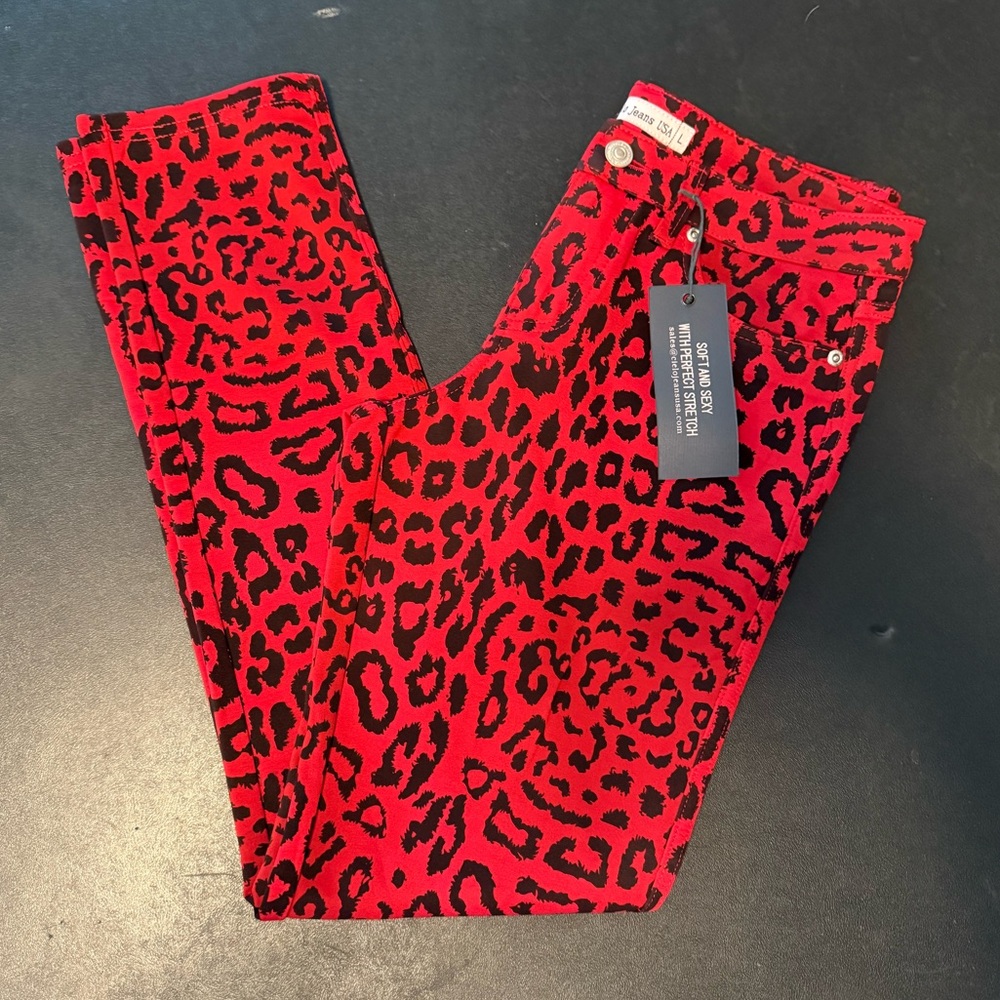 The Cielo Jeans Pants Red Leopard soft and sexy stretch jeggings S-M-L
